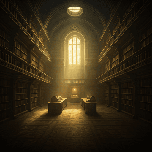 A quiet library chamber lit by a single window